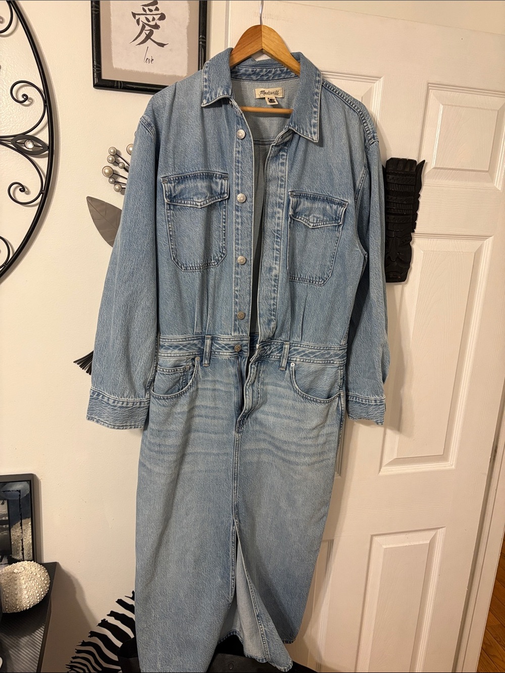 Madewell Light Blue Denim Long Sleeve Jumpsuit